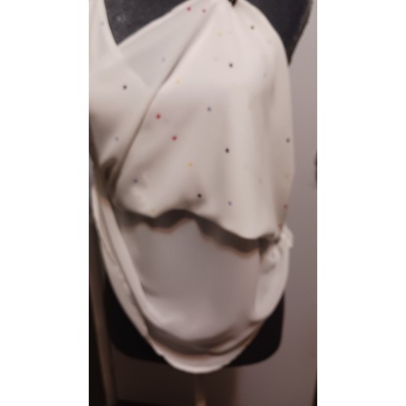 Ann Taylor Loft Outlet White With Polka Dots Satiny Tank Top Xs/P Career Work - Picture 5 of 9